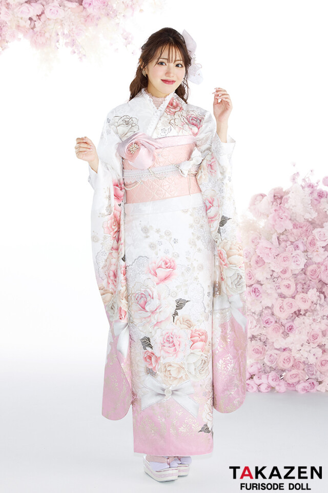 TAKAZENの振袖 /その他色/ピンク色/キュート/バラ柄/ ヘップバーン
