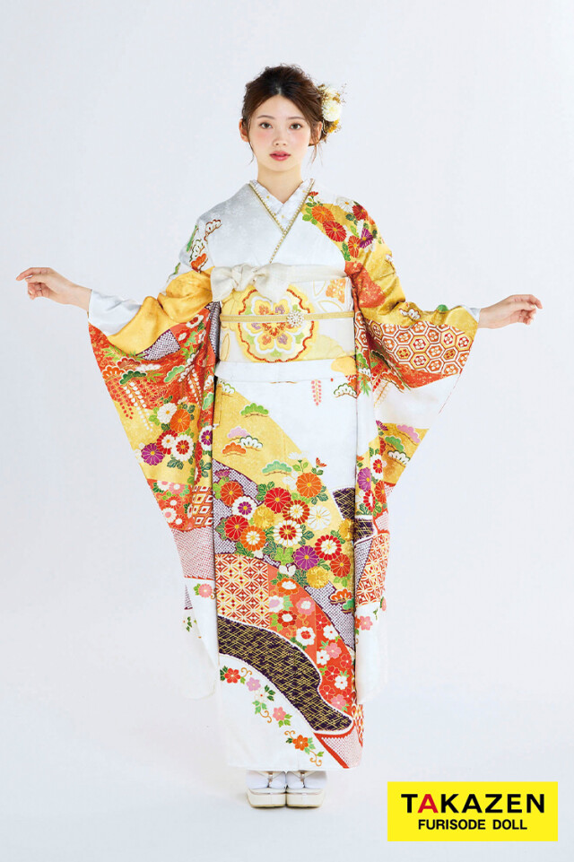 TAKAZENの振袖 /白色/オレンジ色/古典/その他/ プレミアム古典 吉澤