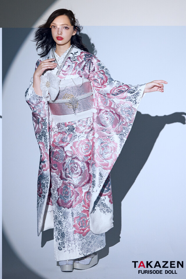 TAKAZENの振袖 /白色/ピンク色/グラマラス/その他/ 最新作モード 白