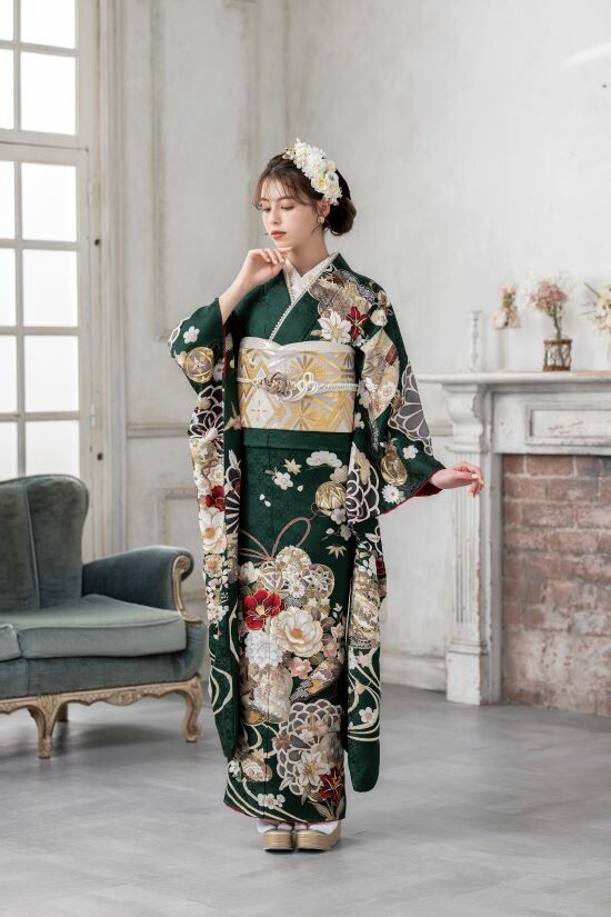 ふりそでシミズ 新横浜店の振袖 /緑色/古典/花柄/ 新作古典柄振袖 | My振袖