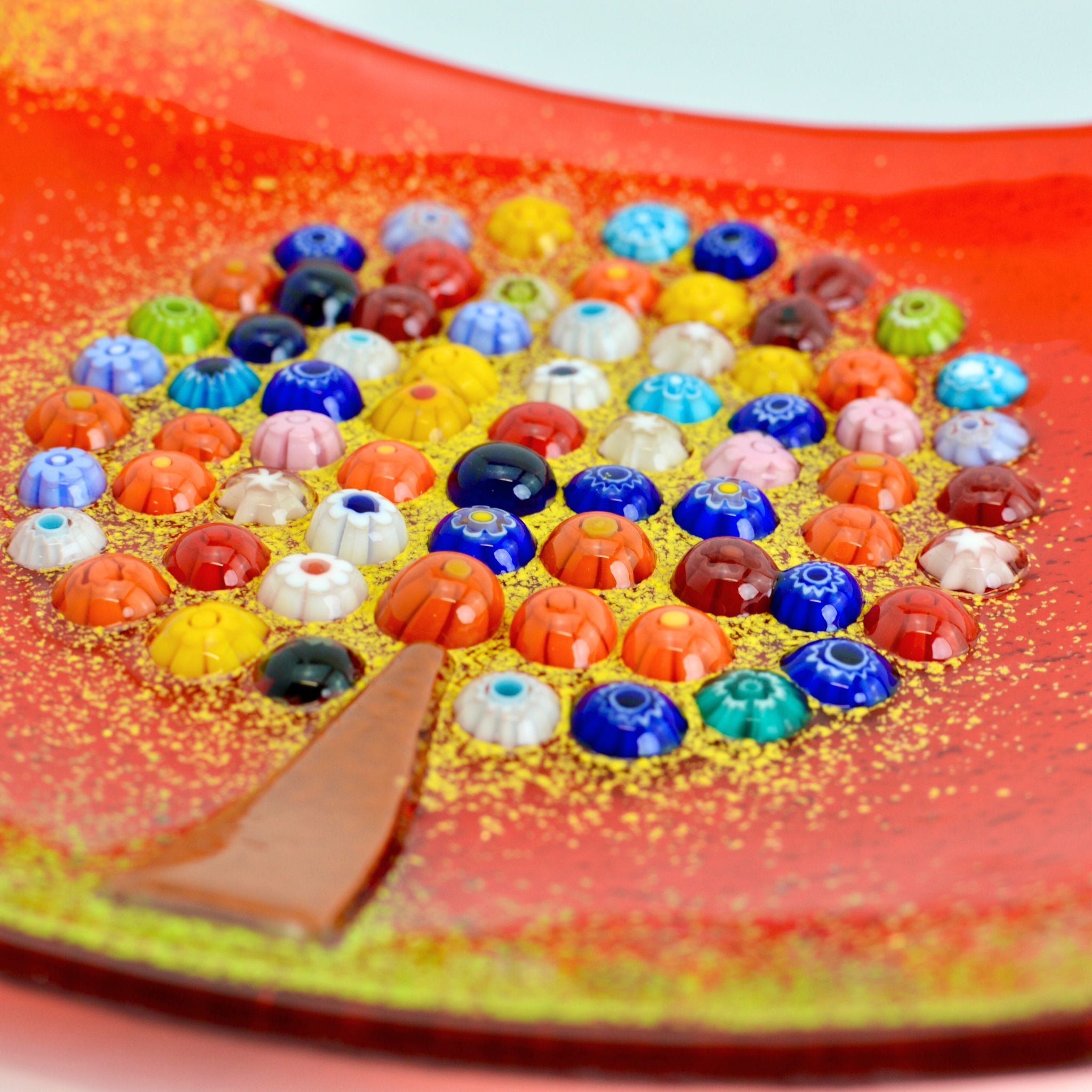 MURANO GLASS 蓋物 オレンジ ミルフィオリ お碗 MURANO】ITALY☆ムラノ