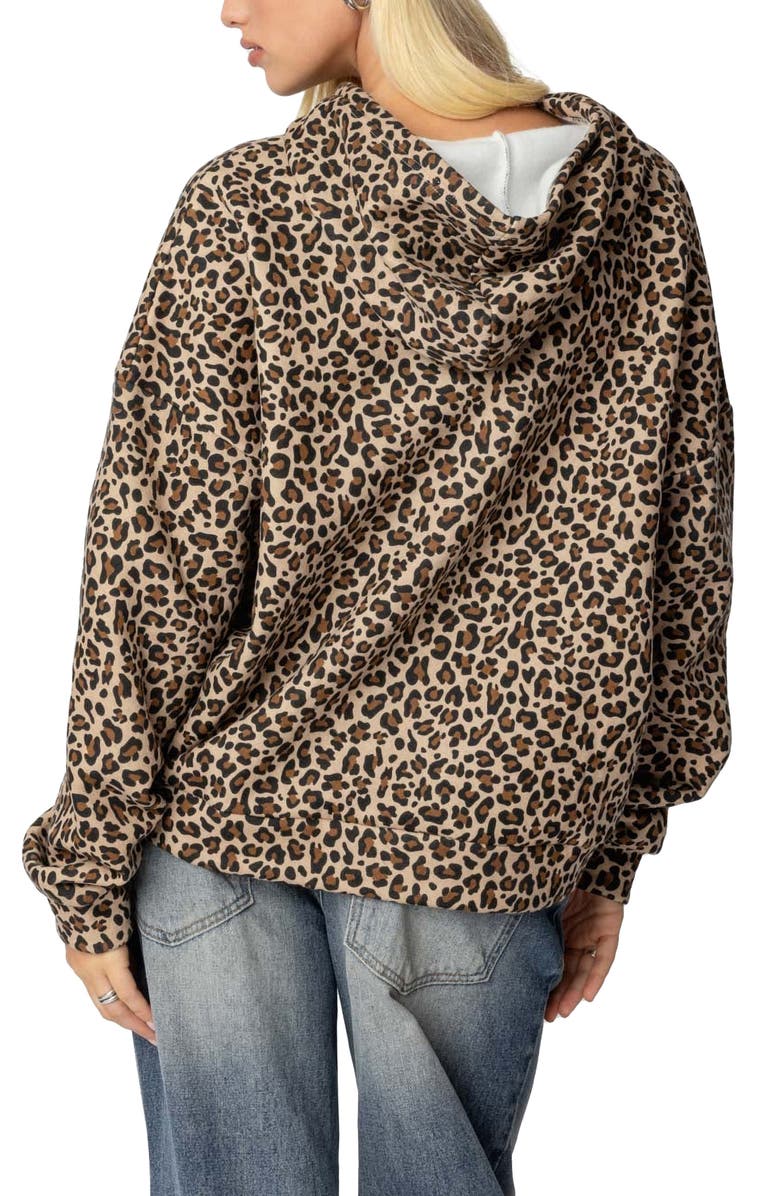 EDIKTED 8 Ball Leopard Print Oversize Graphic Hoodie | Nordstrom