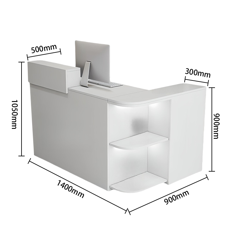 受付カウンター,レジカウンター,L字型,店舗用,鍵ロック,配線穴,展示棚