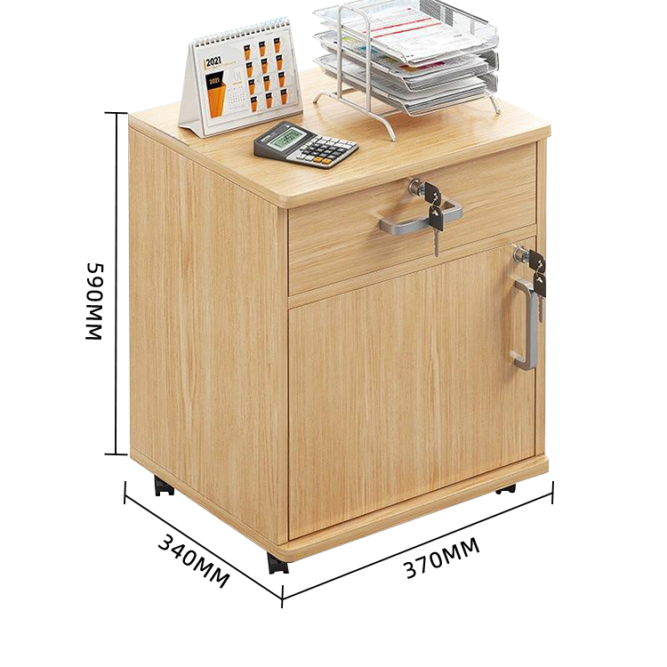 デスクワゴン 完成品 鍵付き キャスター付き オフィス収納キャビネット