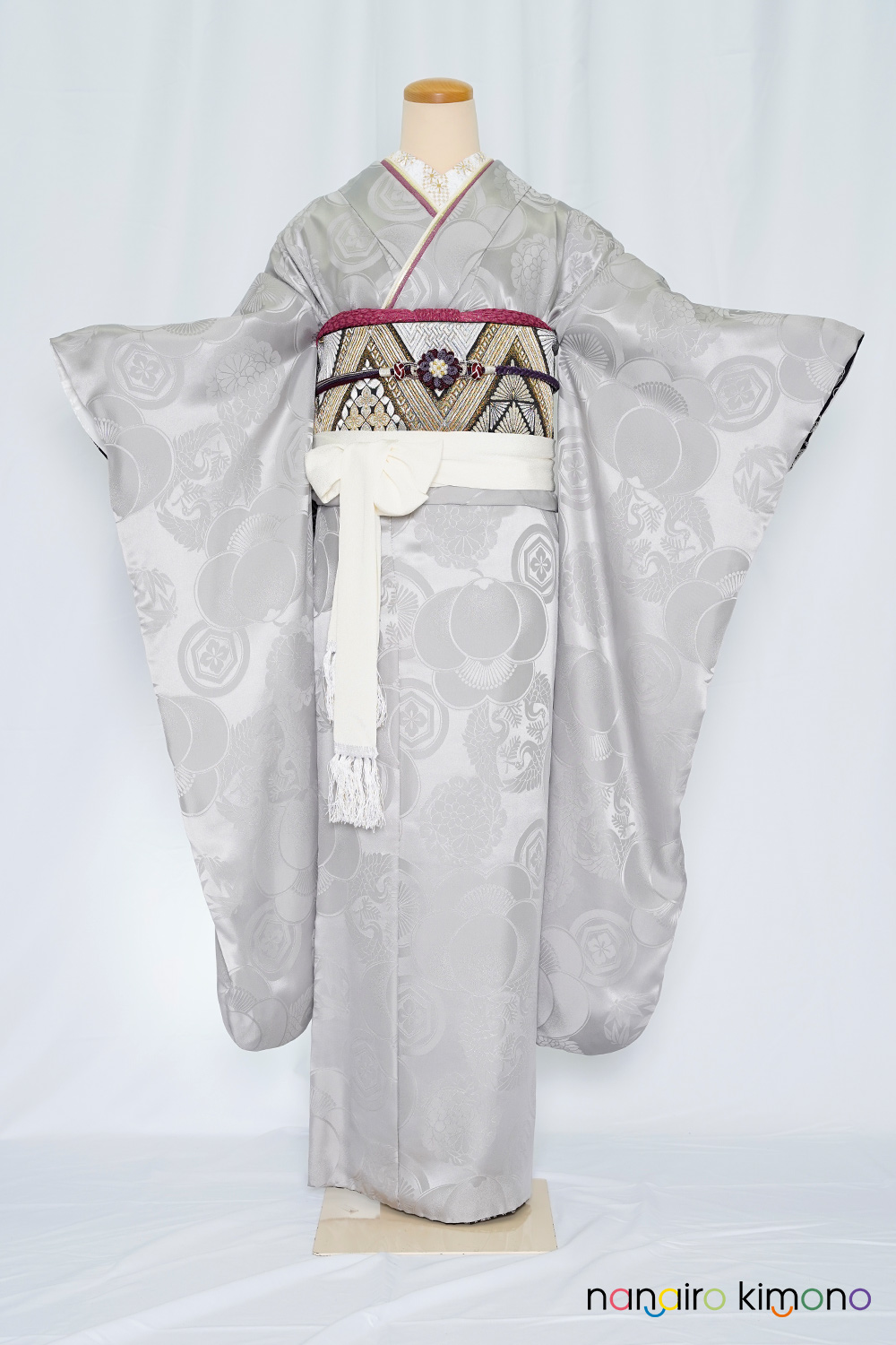 ナナイロキモノWEBショップ / 成人式振袖レンタルフルセット｜グレー色