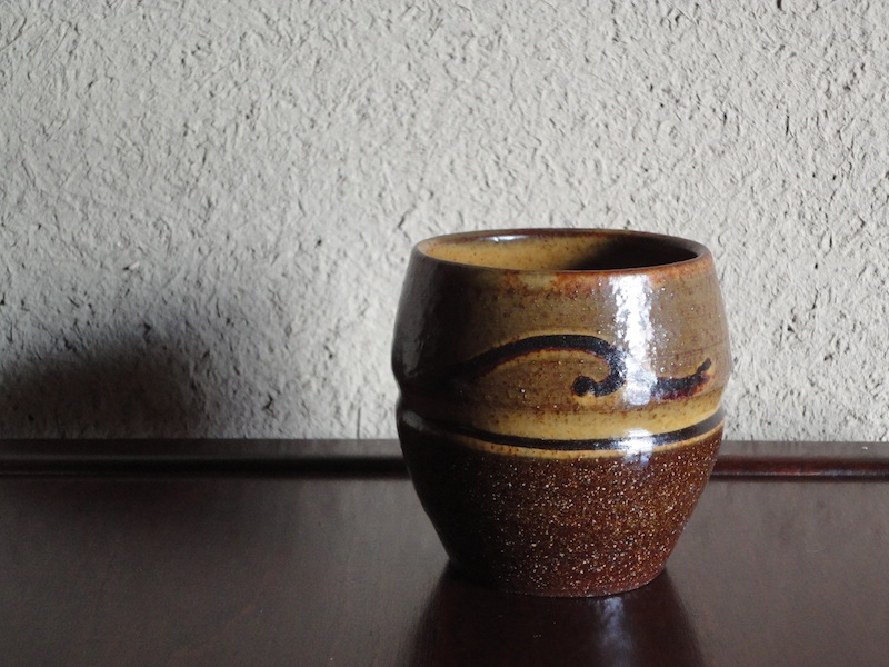 民芸 布志名焼 船木道忠 スリップウエア 楕円深鉢 民芸 布志名焼 船木