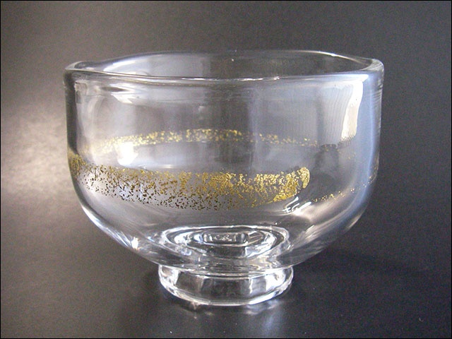 ガラス抹茶茶碗】金箔一筆書き・深めのお茶碗 | ガラス工芸品・ガラス