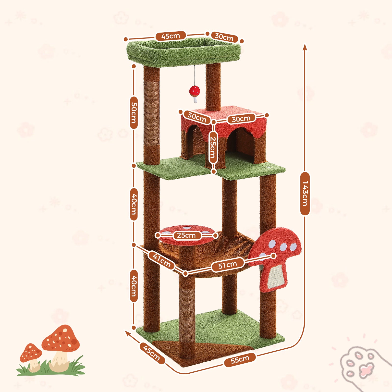 Nagaipet キャットタワー 据え置きタイ四層 プ 広いハンモック 多色 L