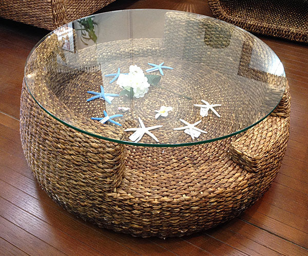 高品質 ウォーターヒヤシンス ローテーブル センターテーブル 丸型