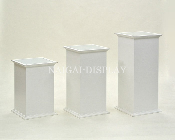 ホワイト階段円柱型ディスプレイ台直径100cm高さ78㎝ 陳列台 組立不要