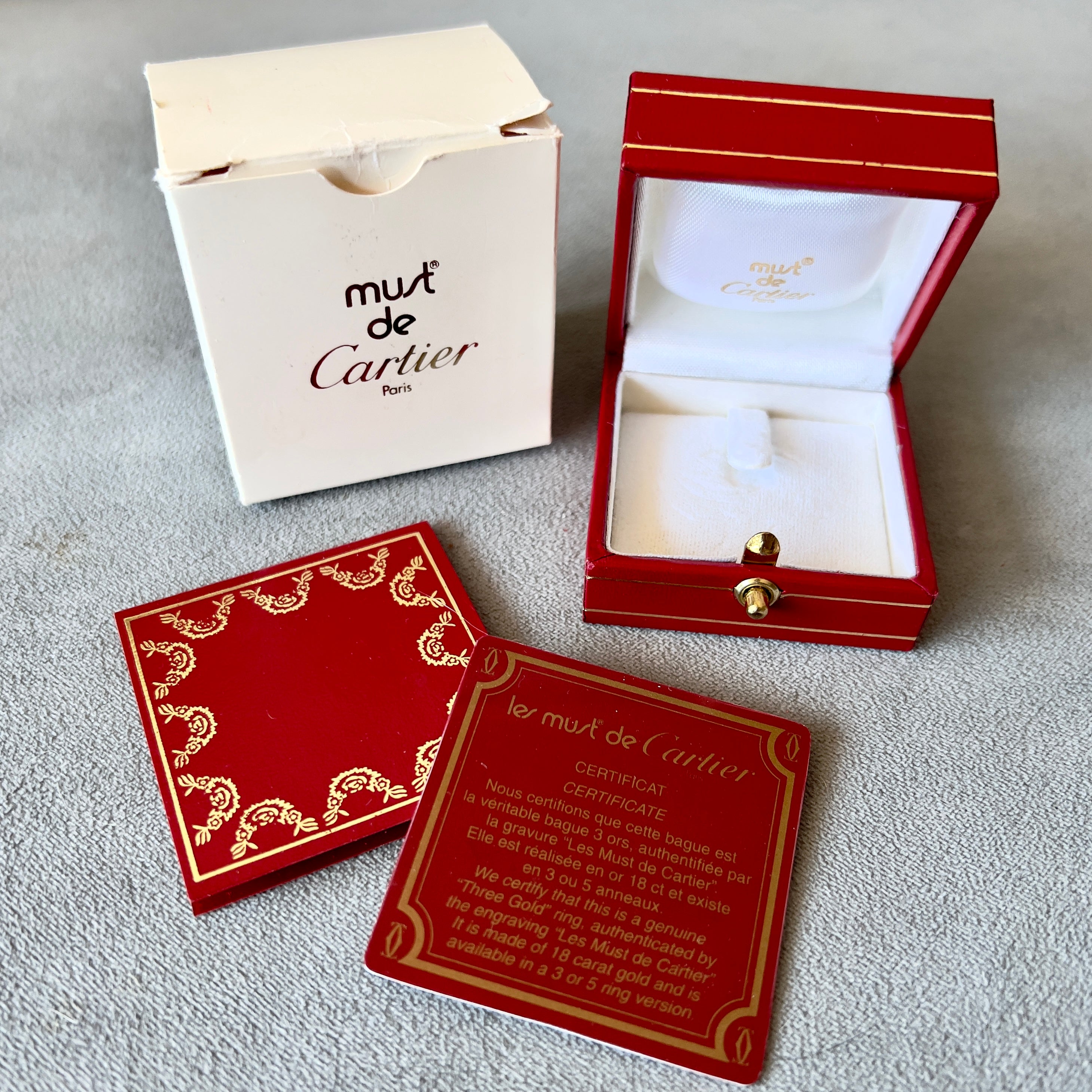 CARTIER Trinity Ring Box + Outer Box 2.25x2.10x1.5 inches + Filled