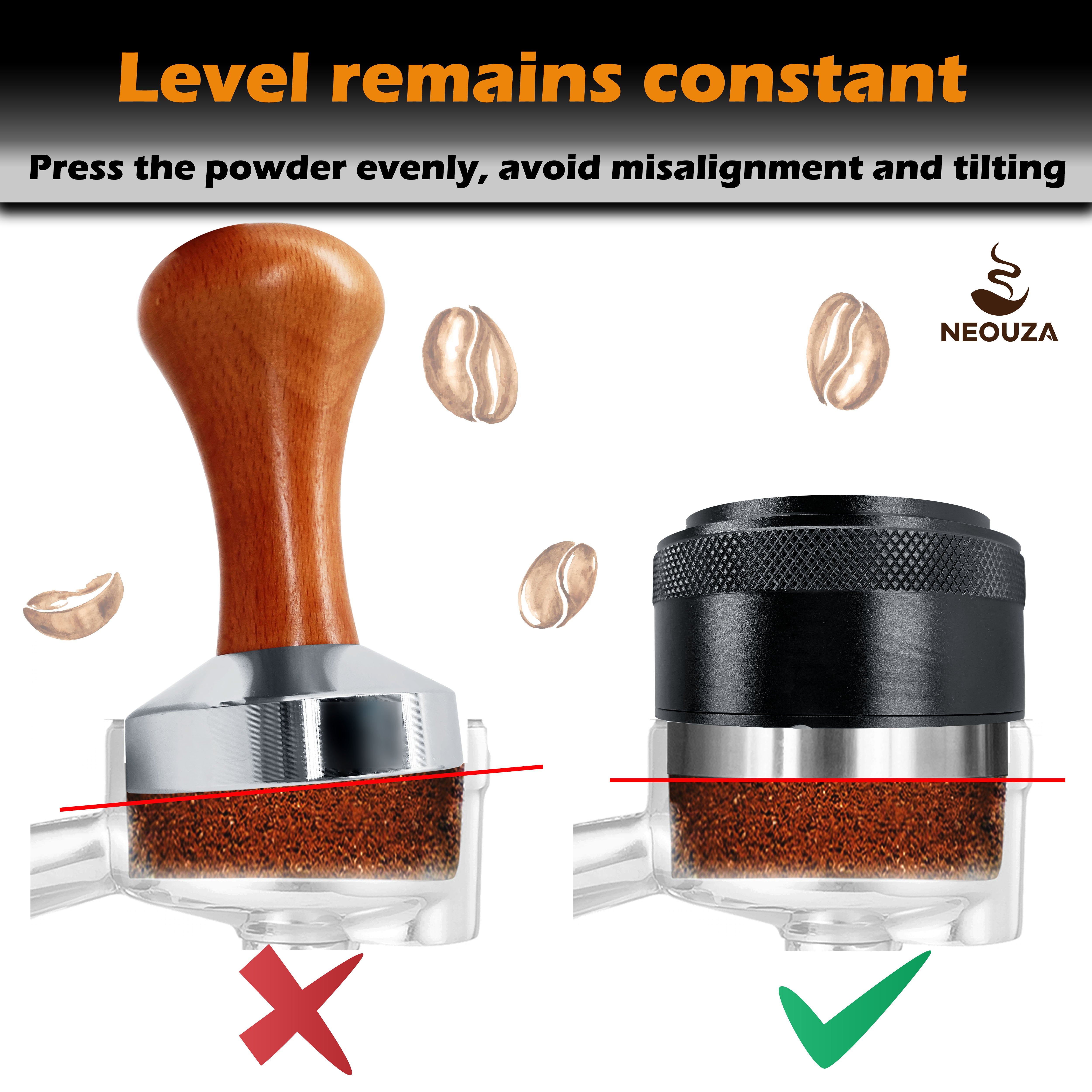 NEOUZA Coffee Palm Tamper 51/53/58mm Barista Leveler Tool Spring