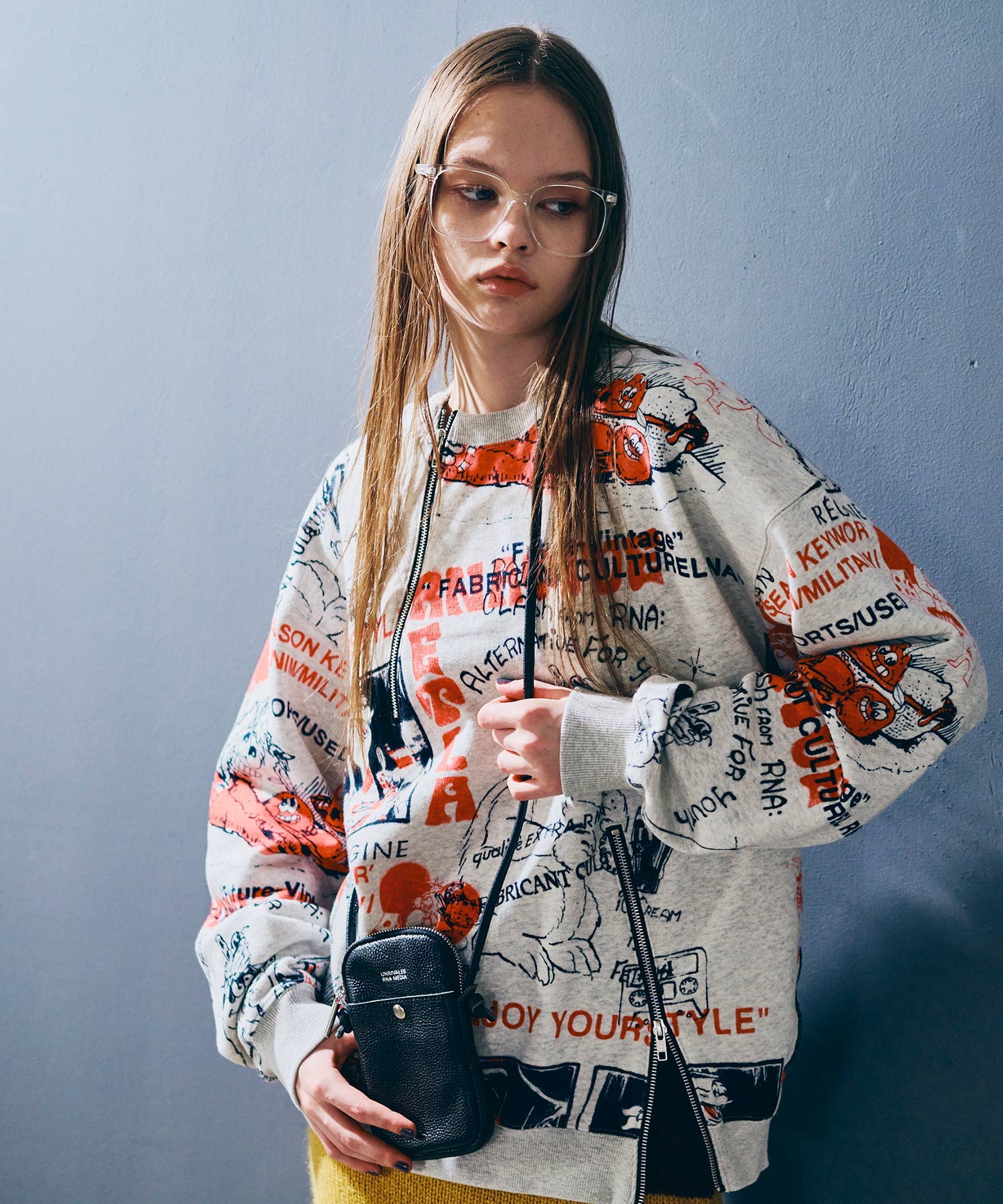 M2575 ENJOYプリントZIPトレーナー(M 杢グレー): トップス - RNA