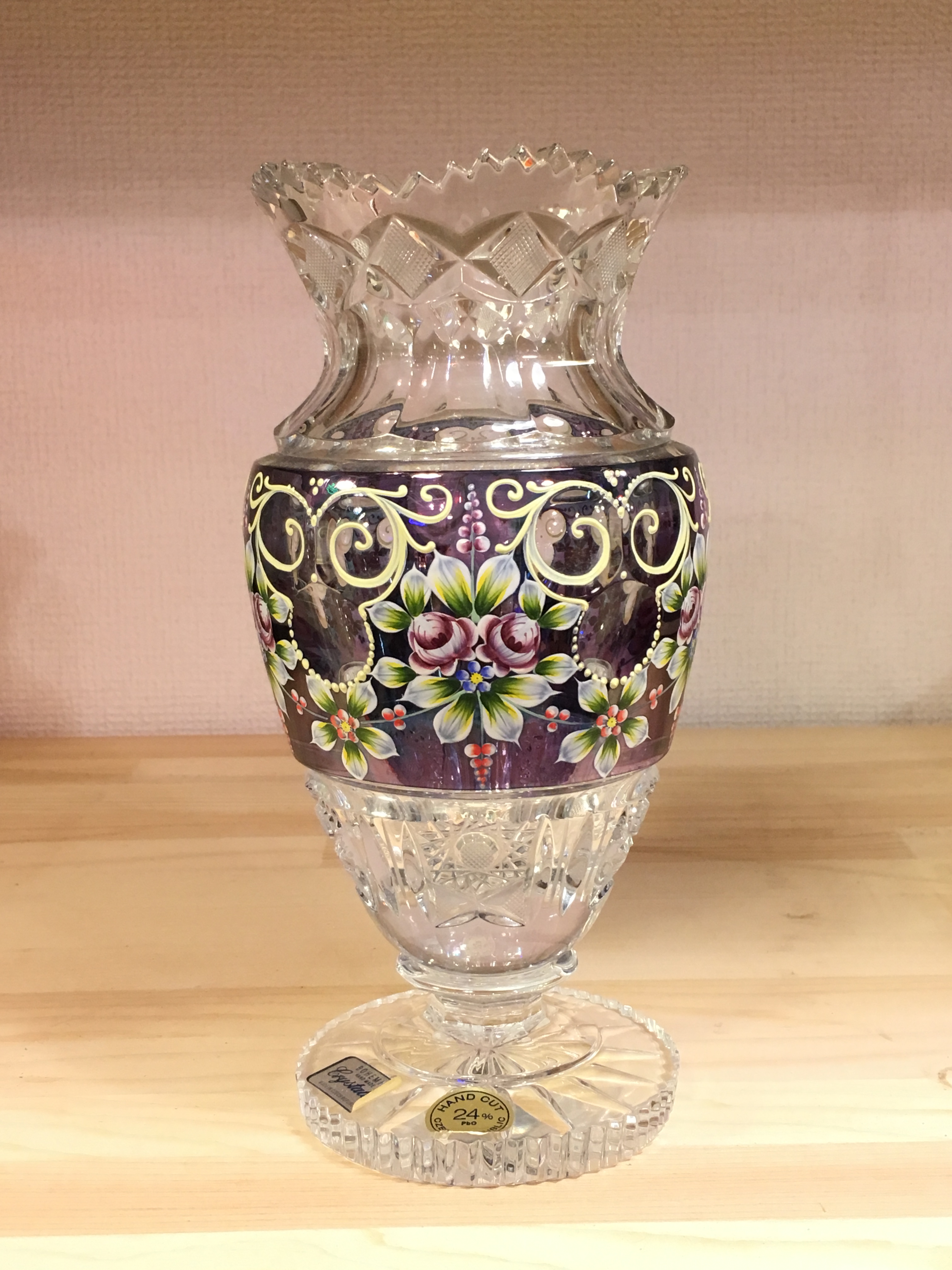 BOHEMIA ガラス花瓶 BOHEMIA ボヘミアン 花瓶 元箱付 ボヘミア ガラス