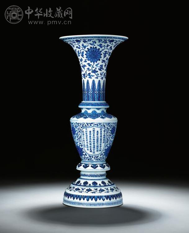 清乾隆唐英制青花缠枝莲纹花觚收藏资讯|艺术家|书画家|书画名人|书法家