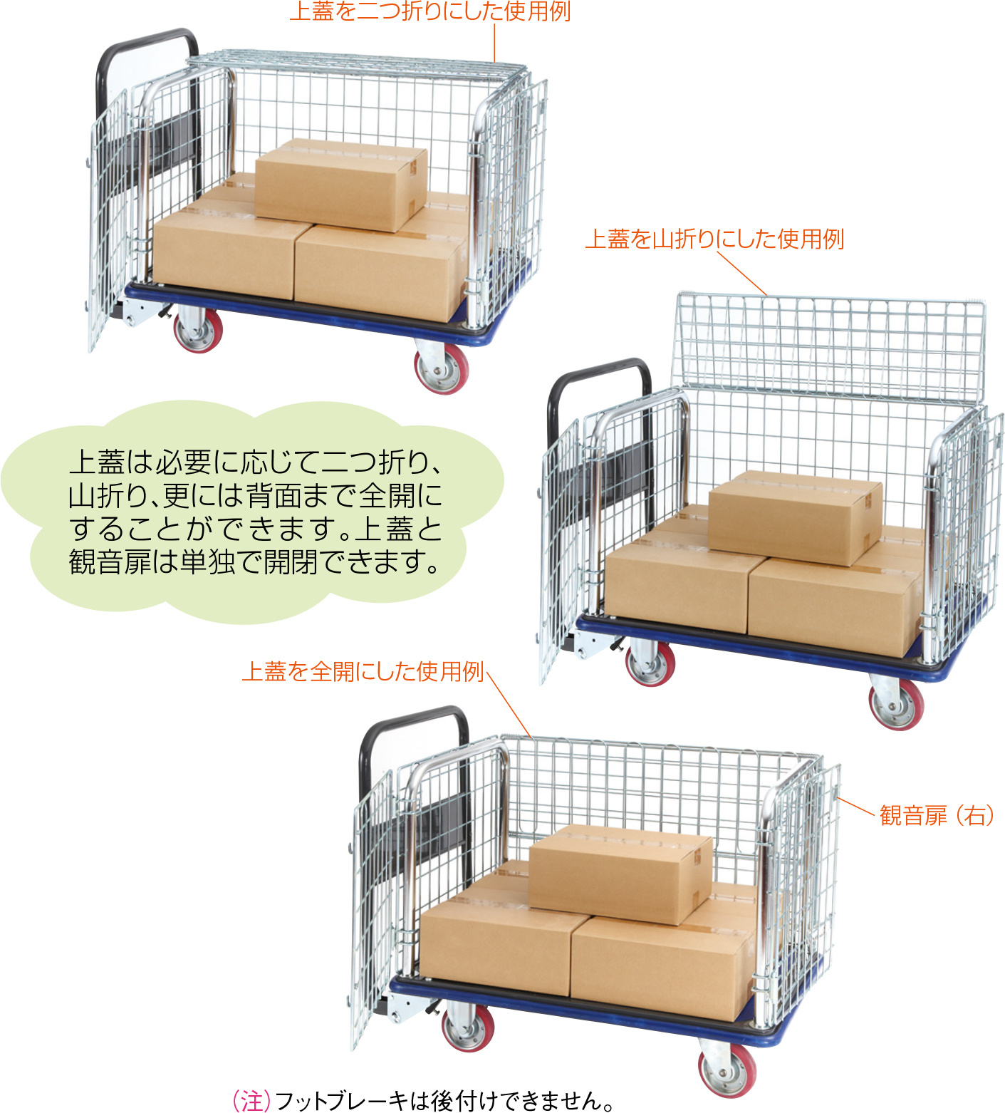 観音扉型五面金網囲い台車（大） – 【公式】エヌケーキャリー