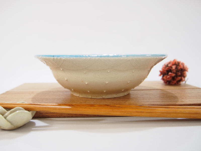 イッチン幾何学花紋 鉢（ピンク×水色）1 【nicorico】飯碗・鉢