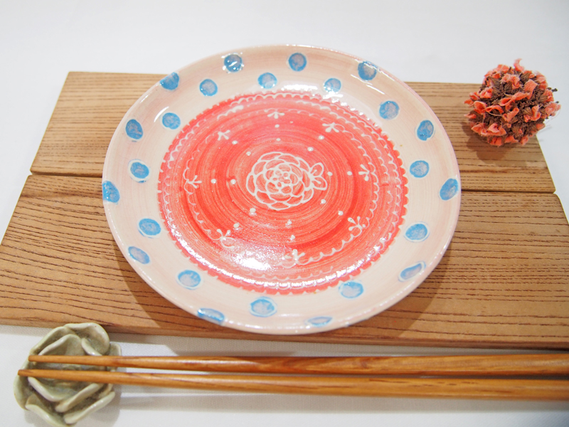 骨董6 ひび直しあります注意多色花模様の陶器皿 紋花彩