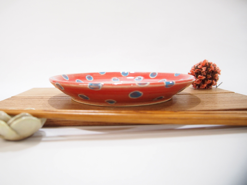 紋花彩泥ドット イッチン取皿（赤） 【nicorico】取皿・中皿・大皿取皿