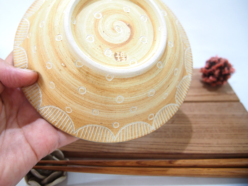 紋花彩泥掻落ドット 深皿 (レモンイエロー×若草） 【nicorico】取皿