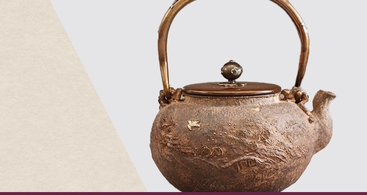 亀文堂 鉄瓶 楼閣廊紋様 【公式通販】