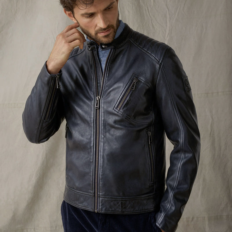 Motorcycle Jacket Belstaff Blue Leather Jacket Belstaff V Racer