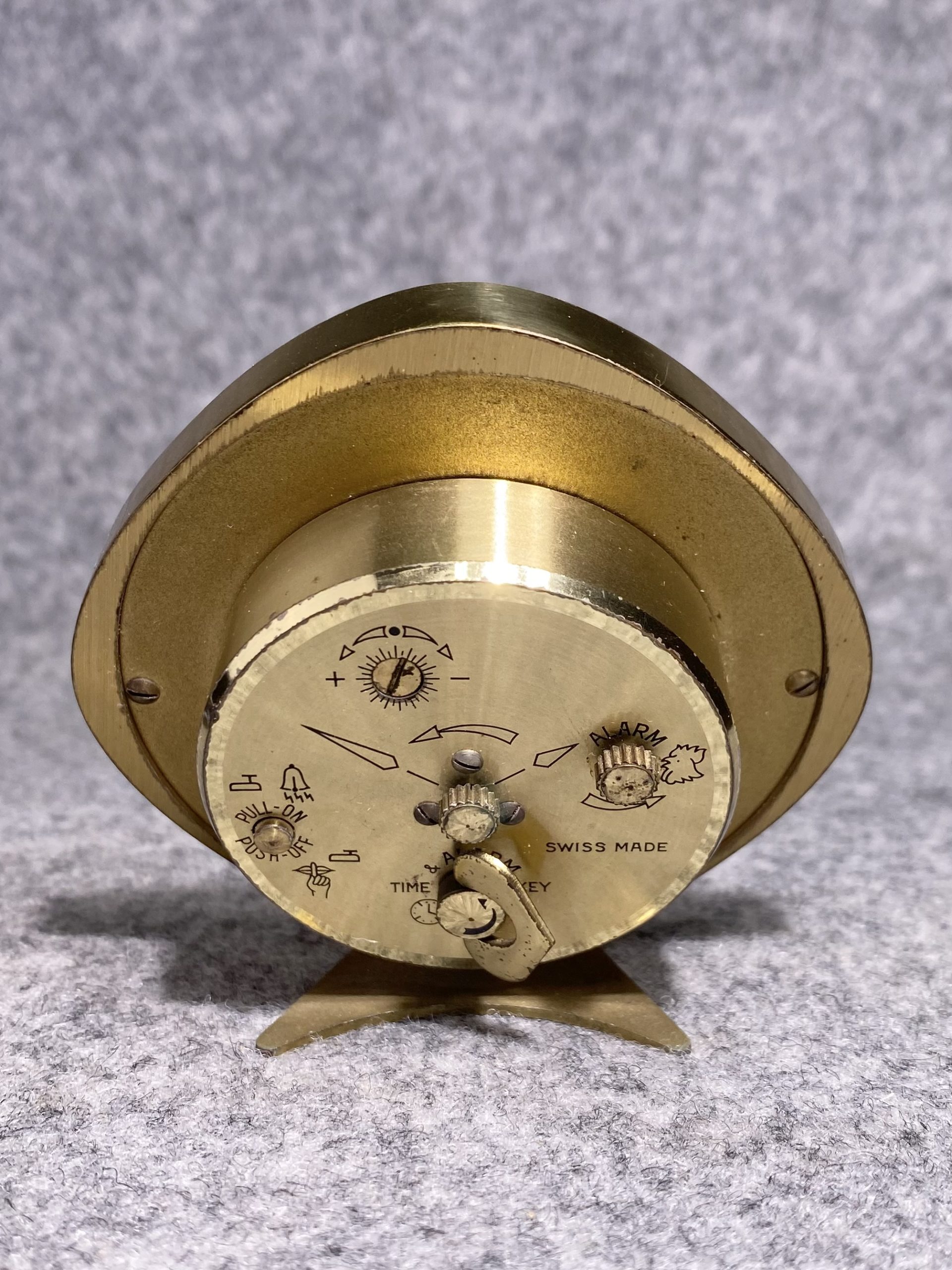 SWIZA 8 置き時計 手巻き式 アラーム付き 真鍮 スイス製 ヴィンテージ