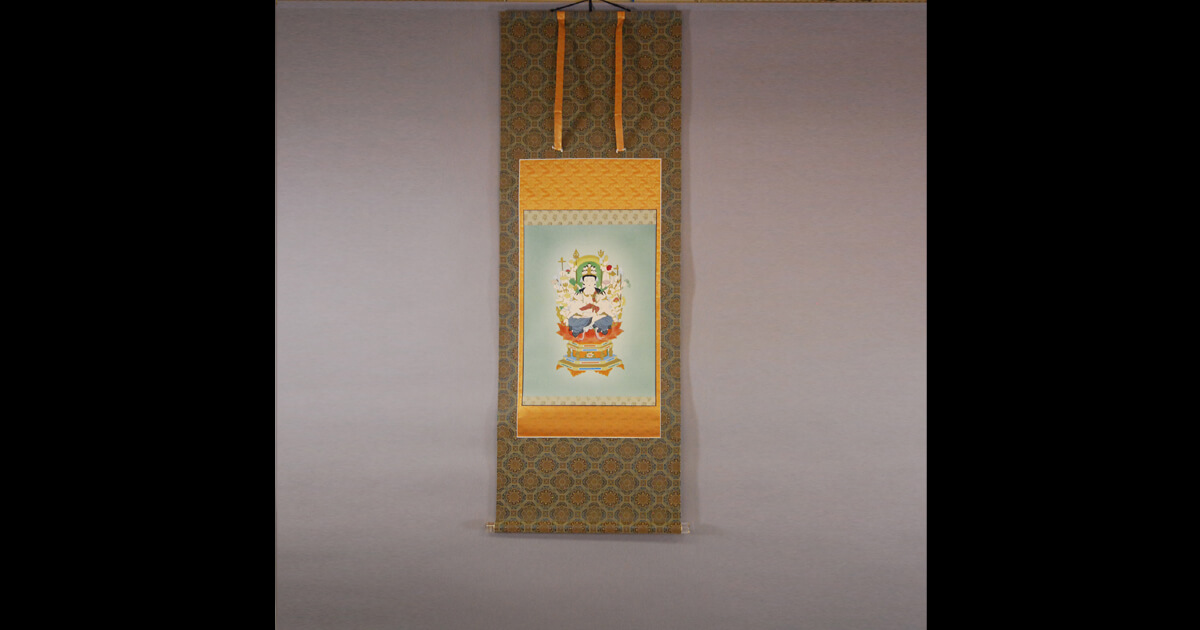 真作/奥田流雲/九門妥亭守護観音像図/千手観