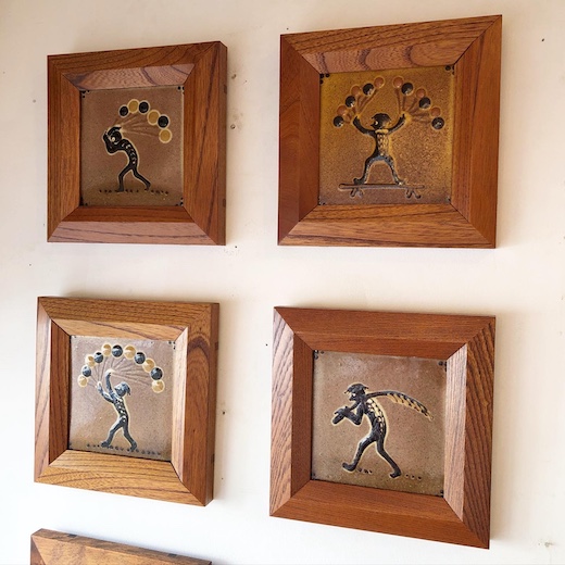 船木研児 スリップウェア 河童図 陶板 額装 初秋のインテリア