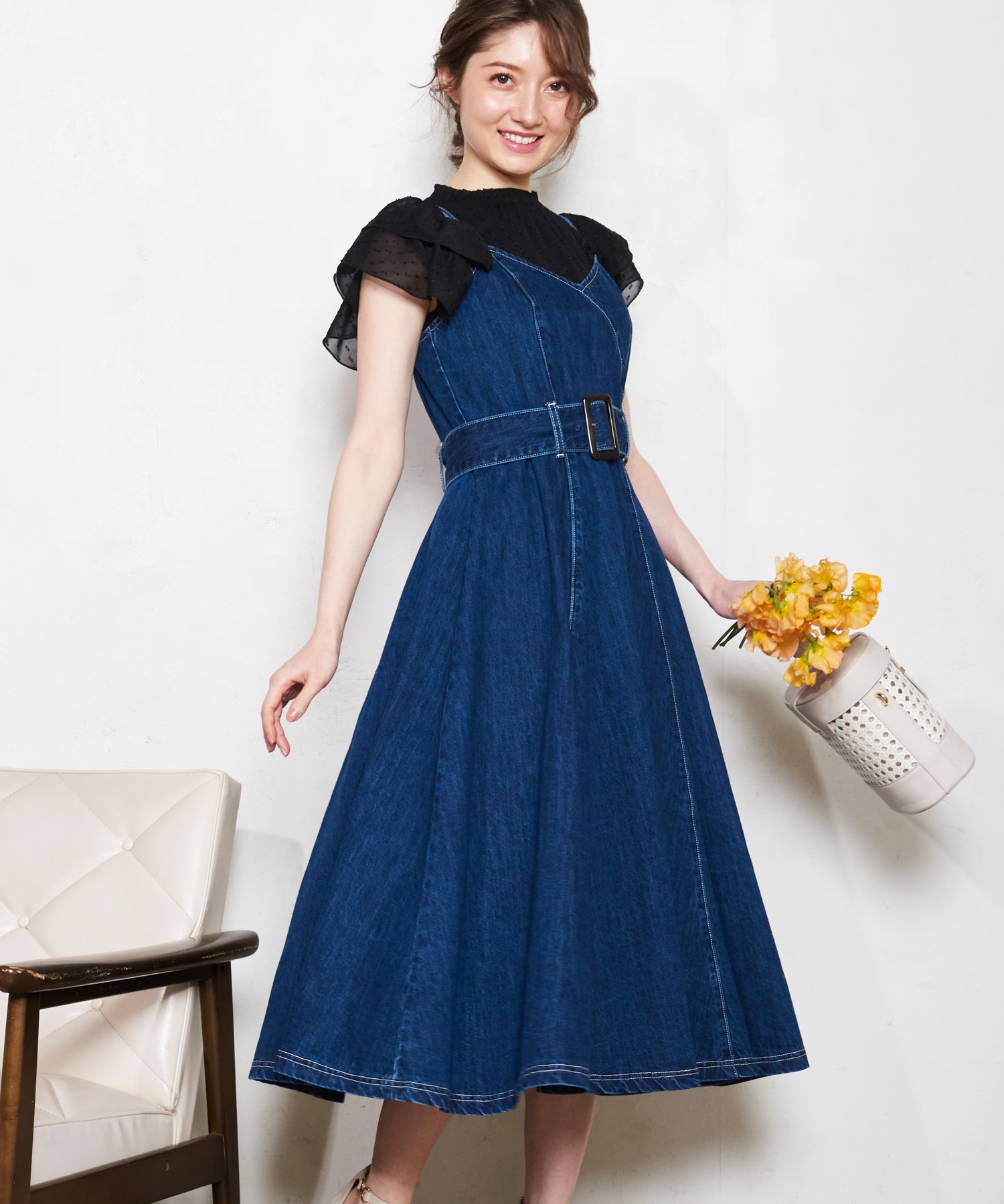 ベルト付デニムキャミワンピ | キャミワンピース | NOELA OFFICIAL WEB