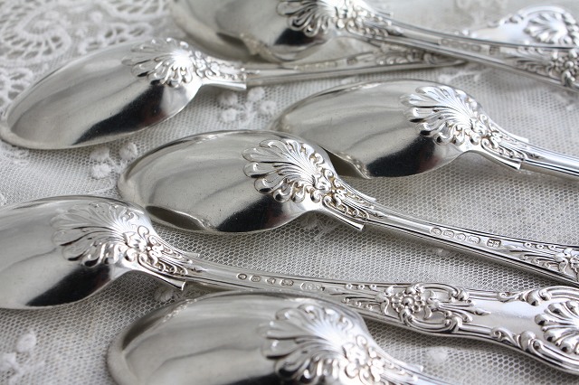 ヴィクトリア時代 純銀製キングスパターン マスタード・ソルトスプーン