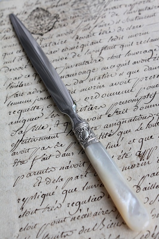 アンティーク銀ホールマーク刻印 1920s 希少 ペーパーナイフ 琥珀 775