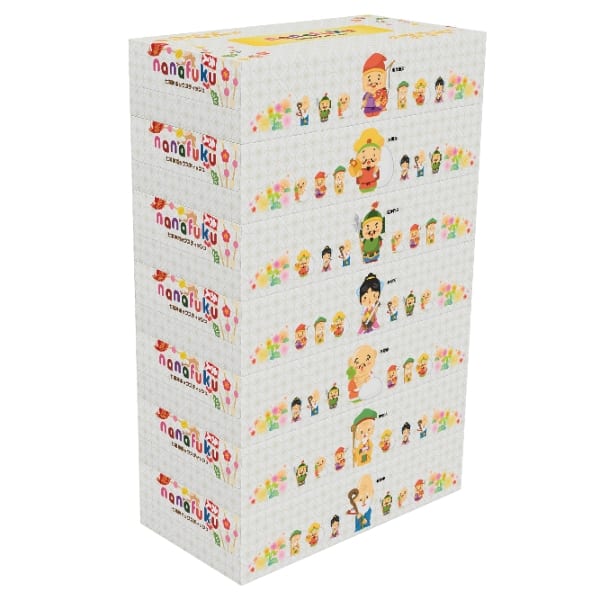 七福神BOXティッシュ100W7個組【2026年 午年 正月 干支 招福 開運 迎春