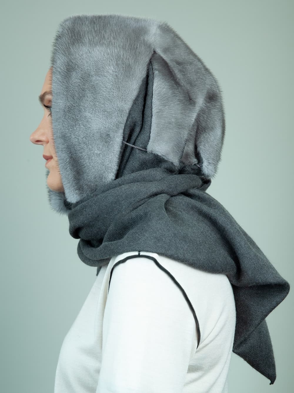 小物 margarines Margarines Hooded Scarf GRAY Margarines Hooded Scarf