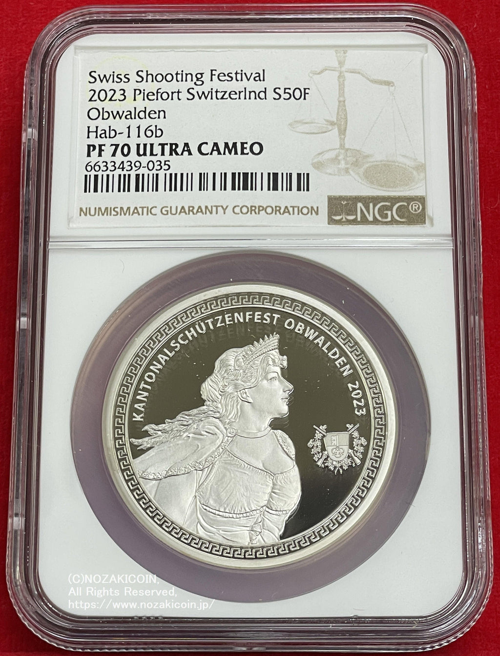 スイス 射撃祭 50フラン銀貨 2023 Piefort Obwalden NGC PF70 ULTRA