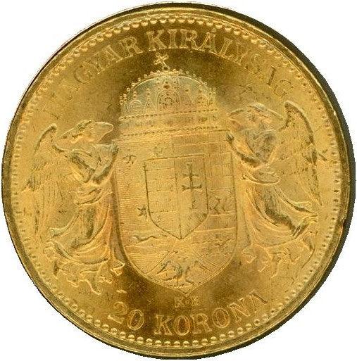 1914年 ハンガリー フランツ・ヨーゼフ 20コロナ金貨 NGC MS62 1914年