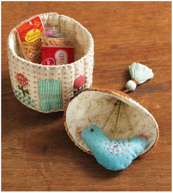 70ハンドメイド リメイク 布バスケットファブリックバスケット小物入れ鳥