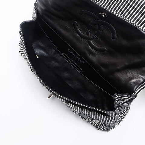 シャネル CHANEL ストライプ ダブルフラップ ターンロック 11番台
