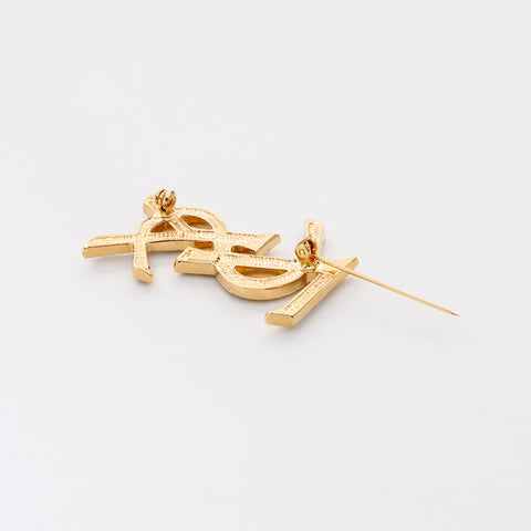 イヴサンローラン YSL ロゴ ラインストーン ブローチ レディース