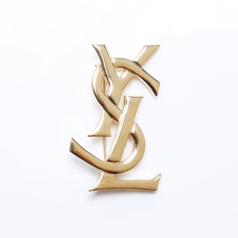 極美品 イヴ・サンローラン YVES SAINT LAURENT YSL ロゴ ブローチ