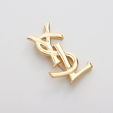 YVES SAINT LAURENT YSL logo Brooch gold WS8865 – NUIR VINTAGE