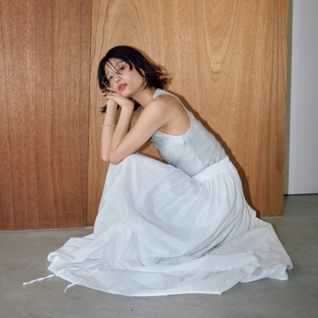 美品】FRAMeWORK シアーローンワイドイージーパンツ ゆったり ブルー