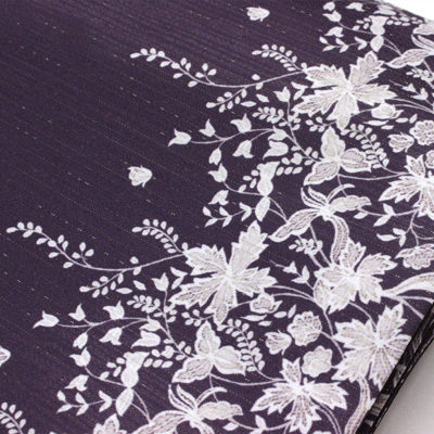 洗える京袋帯】濃い紫地/小花・額縁柄 【おしゃれ帯】【袋名古屋帯