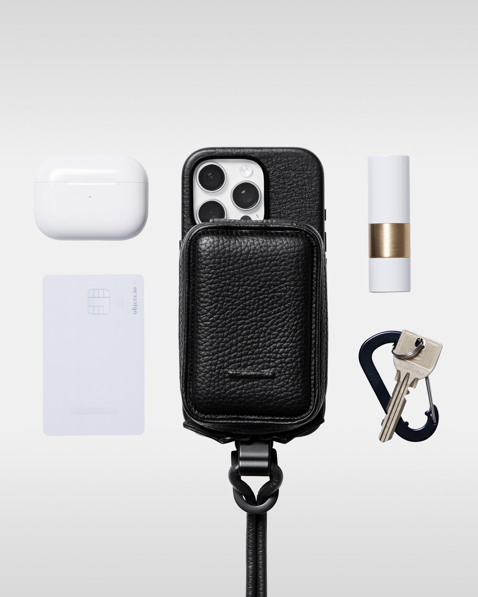 レザー製 iPhoneケース セット / 着脱可能ストラップ付スマホケース