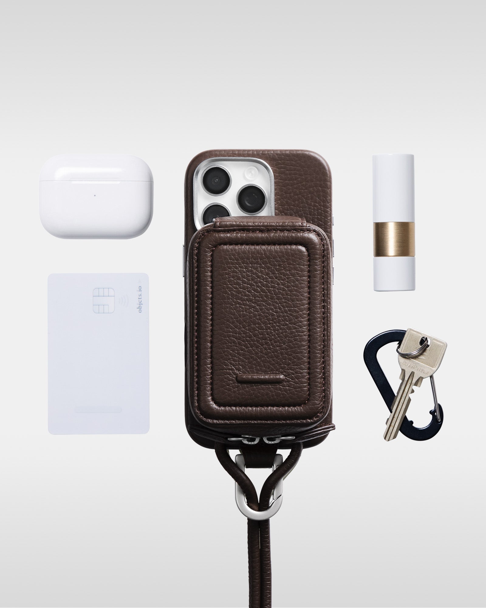 レザー製 iPhoneケース セット / ストラップ付スマホケース / スマホ