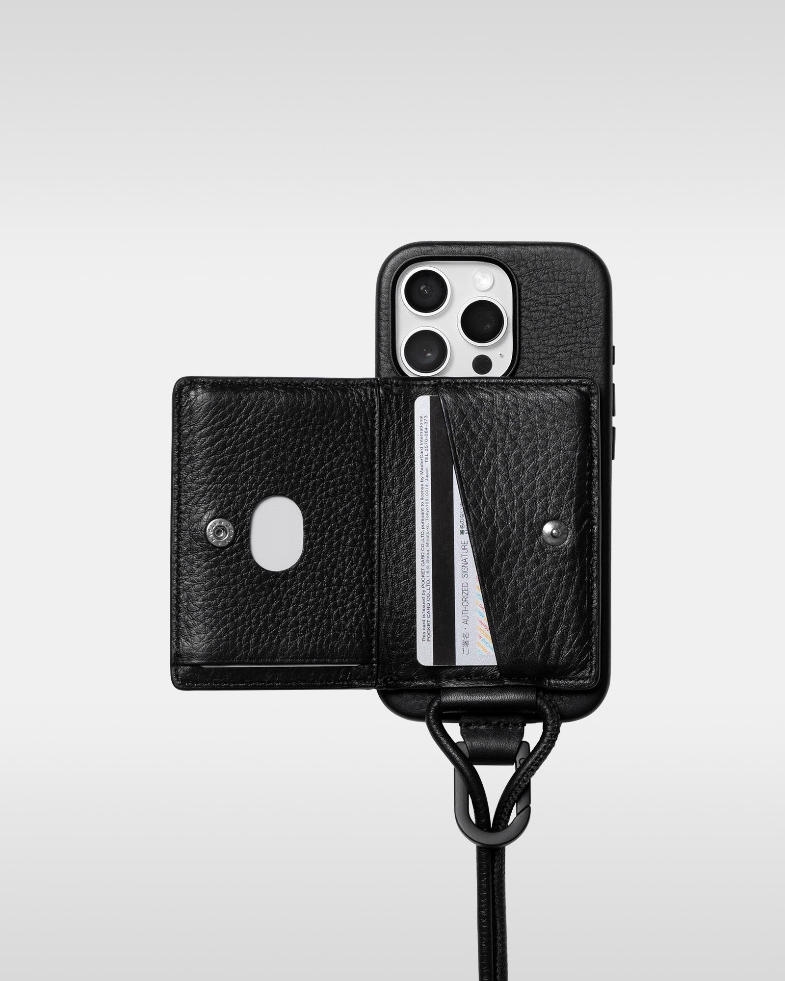 objcts.io レザーストラップ + iPhoneケースセット - ブラック レザー