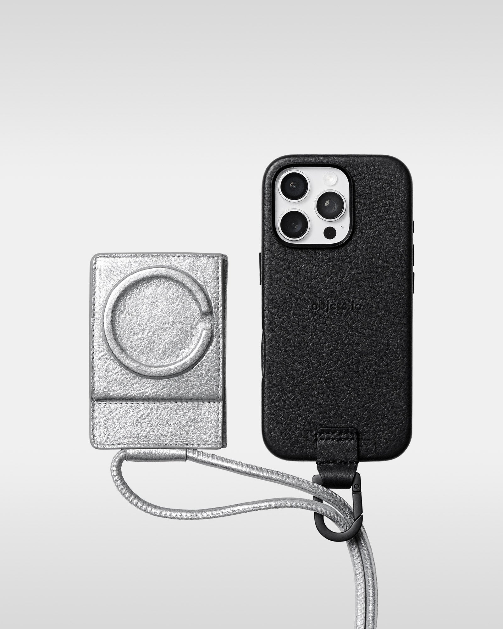 レザー製 iPhoneケース セット / ストラップ付スマホケース / スマホ