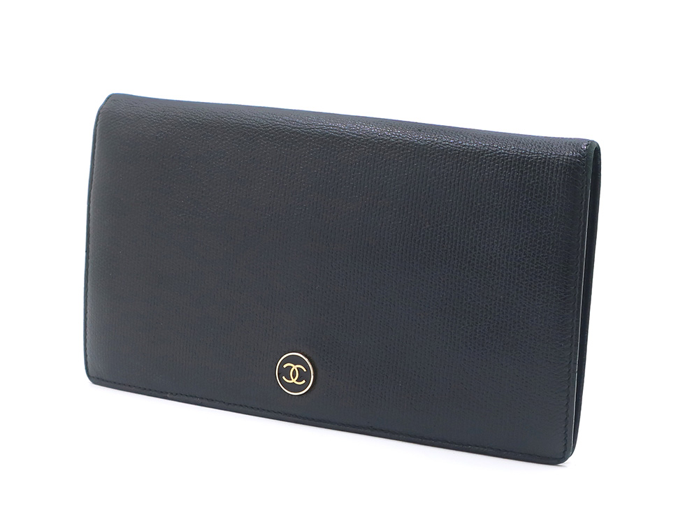 シャネル ココボタン レザー 長財布 ブラック A20904 | 【オオクラヤ