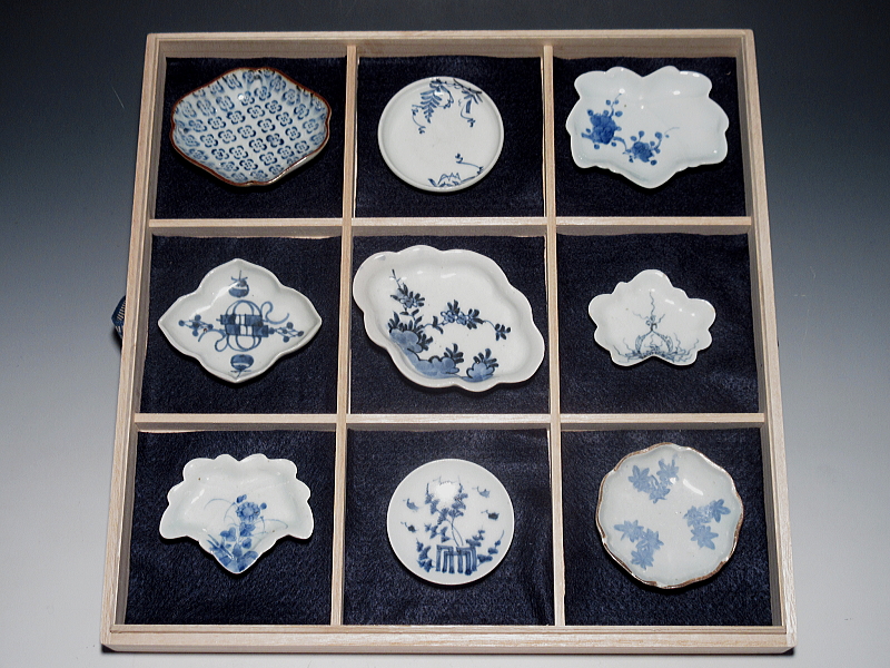 小皿 豆皿 染付 古伊万里 花 岩 希少 江戸 訳あり 豆皿 小皿