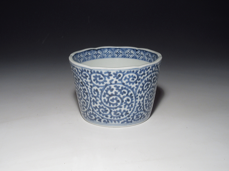 古伊万里 染付 蛸唐草文 大振りそば猪口【元禄～享保】 ｜ 古陶磁 大林